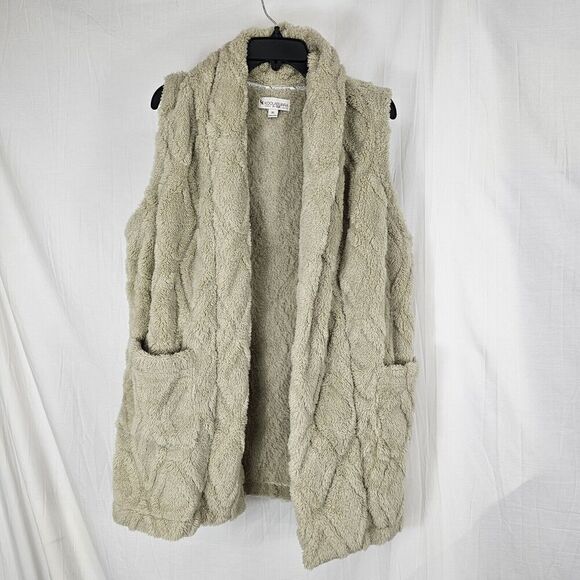 Koolaburra by UGG Embossed Cozy Sherpa Fleece Vest Pelican | Jender Women's XL - Picture 2 of 7